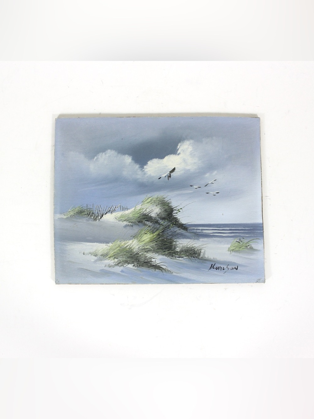 Vintage Oil Painting, Seascape Beach Scene, Unframed Muted, Natural Colours